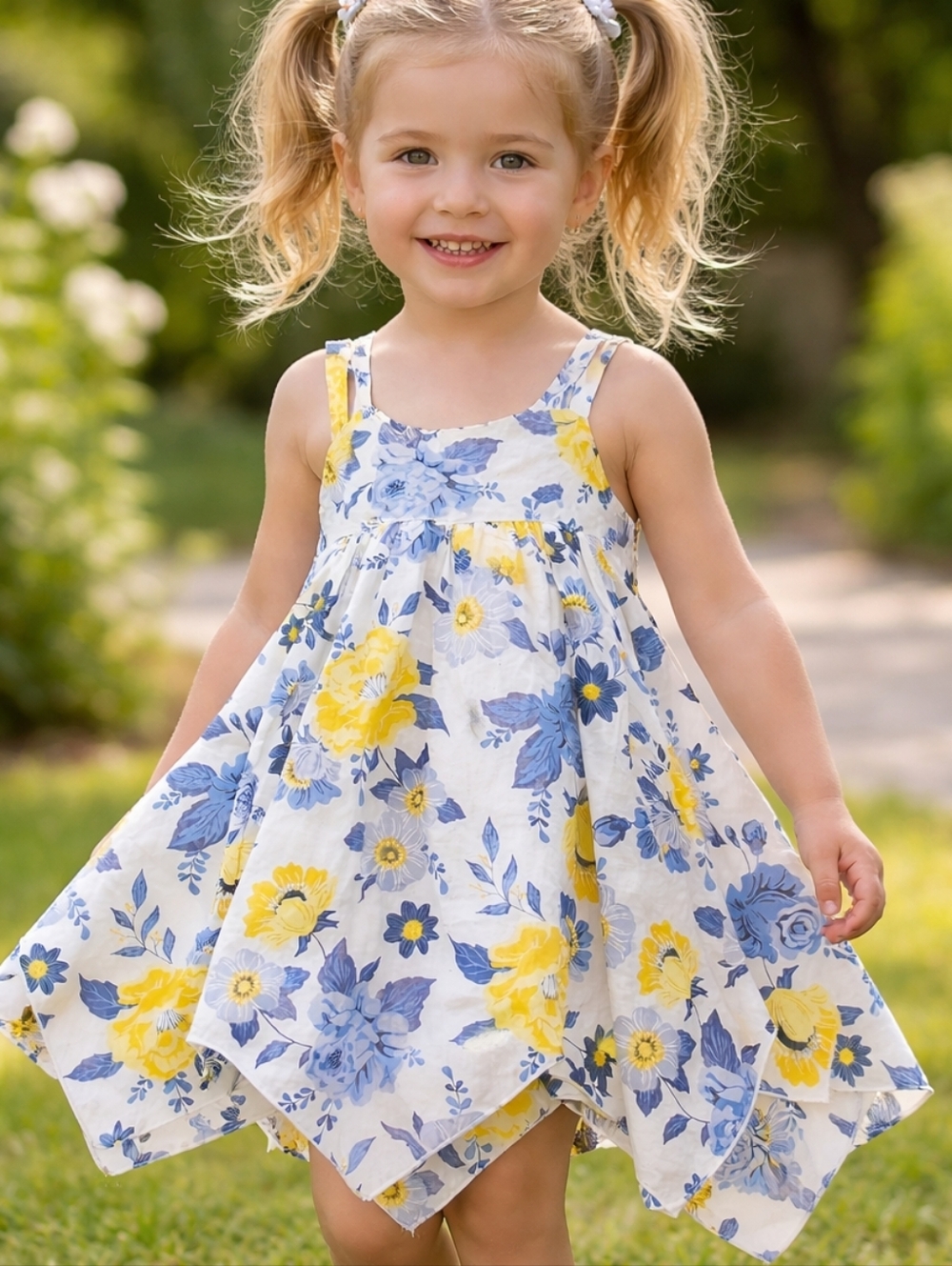 Joie Girls Floral Dress Yellow Blue Summer Sundress Size 3T Cottagecore